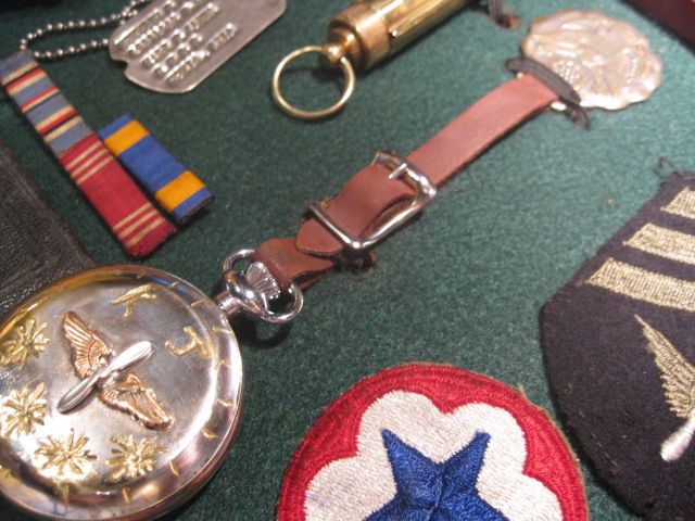 SGT JONES WWII PERSONAL ITEMS ELGIN A 11 & GALLET WATCHES PINS MEDALS 