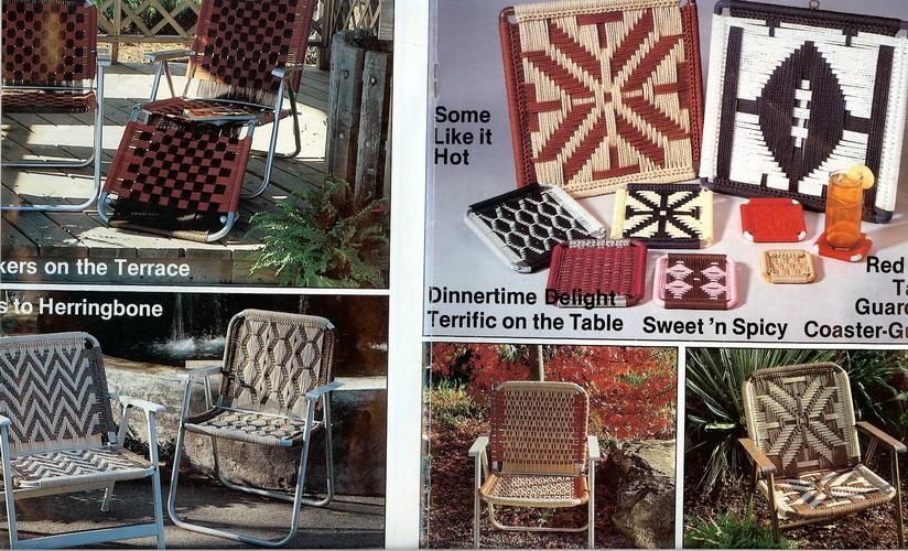 FURNITURE FAN FARE Macrame Pattern Book~FOOTBALL CHAIRS Foot Stools 