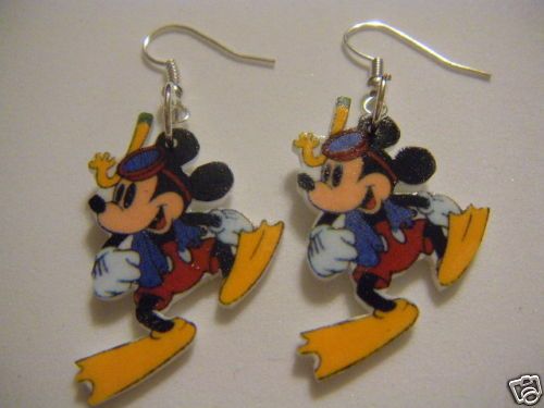 Disney Mickey Mouse Earrings scuba diver jewelry unique  