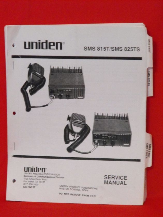 Uniden SMS 815T/SMS 825TS Service Manual CCSM57  