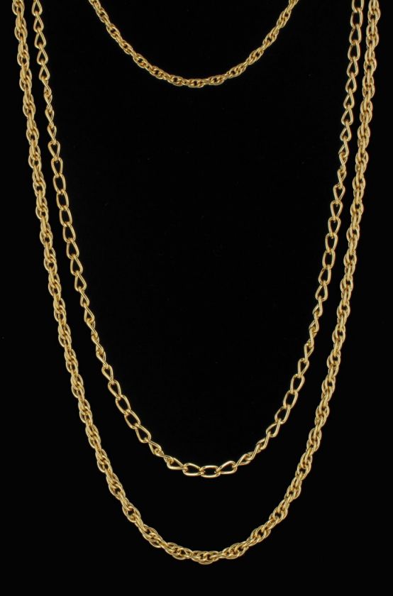 New 14k Gold GP Layered Chain Multi Strand Necklace  