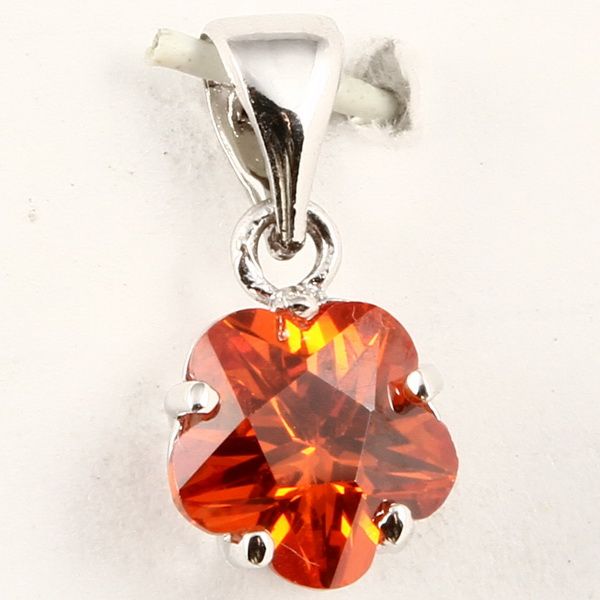 VALENTINE TUTTI 8x8mm ORANGE GARNET PENDANT~  