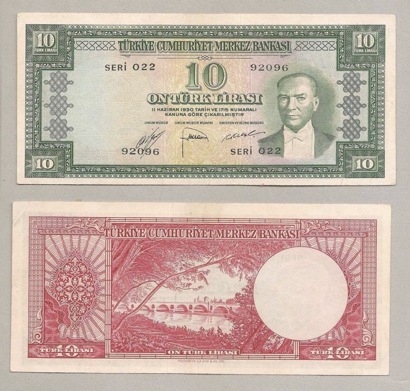 TURKEY 10 Lira 1953 Turquie Türkei Türkiye 5. Emision 2. Tertip 