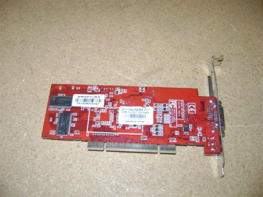 ATI Radeon 7000 64MB PCI DDR TV Out DVI 64bit S60PCI64  