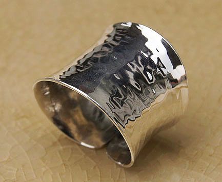 HAMMERED RING .925STERLING SILVER Size US=8/P,Adj  