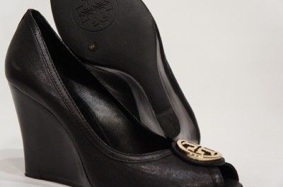 TORY BURCH AURELIA WEDGE PUMP BLACK SHOES 9 $295  