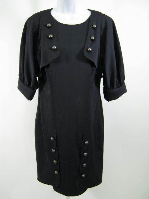 AUTH FENDI Navy 3/4 Length Sleeve Knee Length Dress  