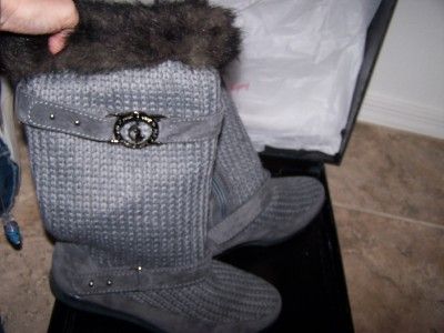 NEW IN BOX SIZE 7.5 BABY PHAT GREY UZIMA FASHION SWEATER BOOTS RV $ 