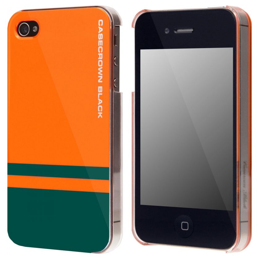   Black Stripes Clip Case for Apple iPhone 4 4S (Orange Teal)  