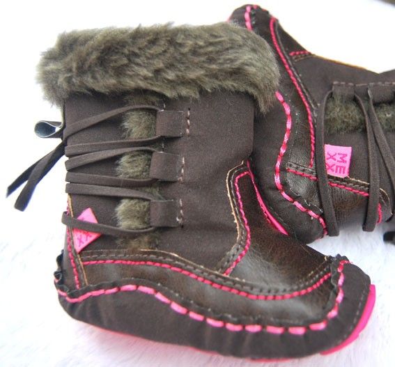 Brown fur toddler baby girl shoes boots size 1  