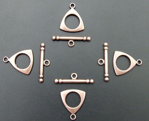 40 Antiqued Copper Triangle Toggle Clasps Free Ship  