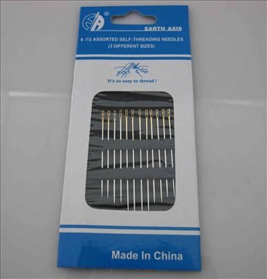 New Assorted Self Threading Easy Thread Sewing Needles 6/12  