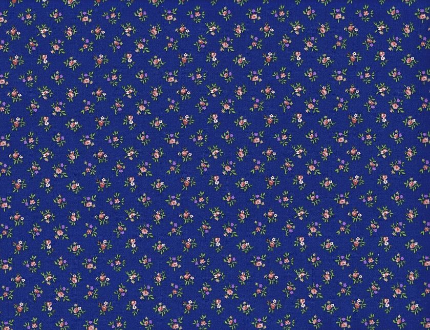 Quilt Quilting Fabric Calico Print Dainty Floral Navy Blue Red Purple 