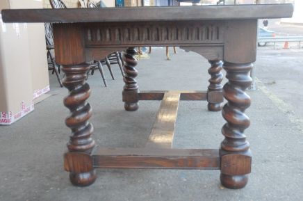 BRITISH OAK FARM REFECTORY TABLE BARLEY TWIST LEGS  