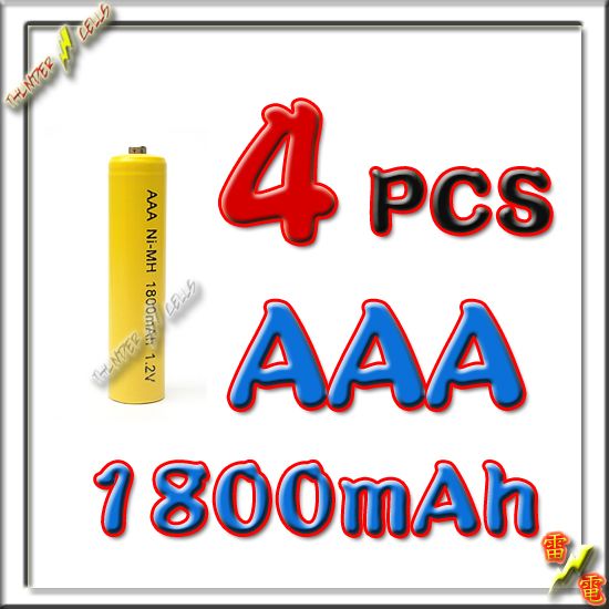 Package Includes 4 Units   AAA 1800mAh NiMH Rechargeable Battery