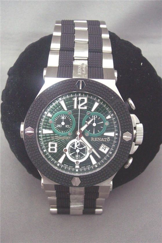 Mens RENATO Wilde Beast Green Dial Chronograph Watch  