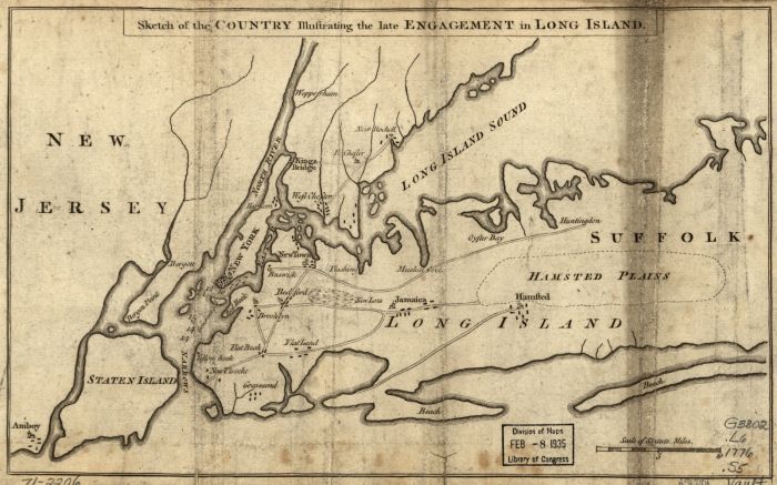 1776 map of Long Island, Battle of New York, NY  