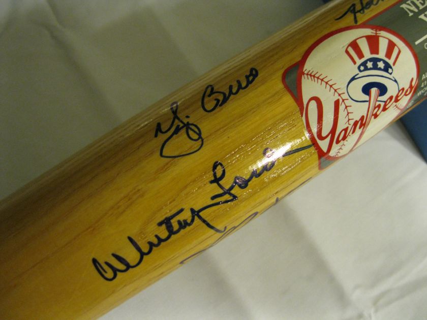 Berra Slaughter Pepitone Skowron Baur Ford Signed Bat  