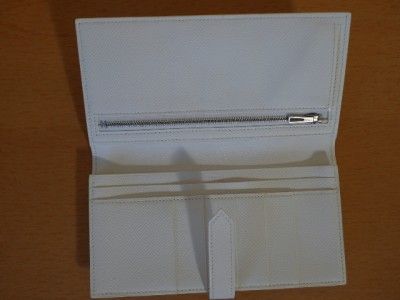 HERMES White Epsom Leather Bearn Bi fold Long Wallet Brand New  