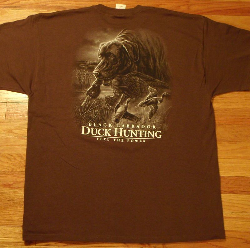 Black Labrador, Lab Duck hunting, T shirt dog brown  