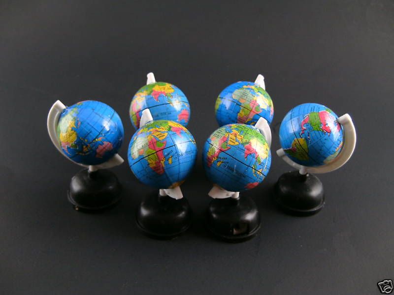 LOT OF 6 PENCIL SHARPENER MINI GLOBE EARTH PLANET  