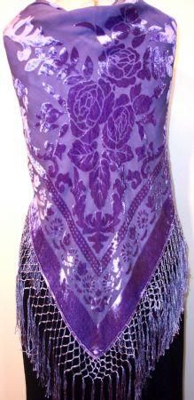 Poncho Shawl Top Silk Burnout Velvet Lavender  