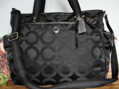 COACH~$428~Black OP ART~Laptop LEATHER~Diaper~SIGNATURE~Bussiness Tote 