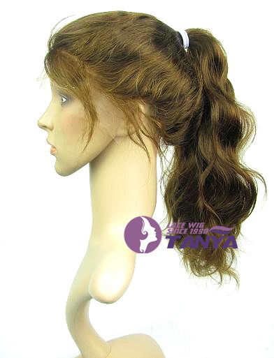 body wave 100% indian remy human hair full lace wigs  high ponytail 