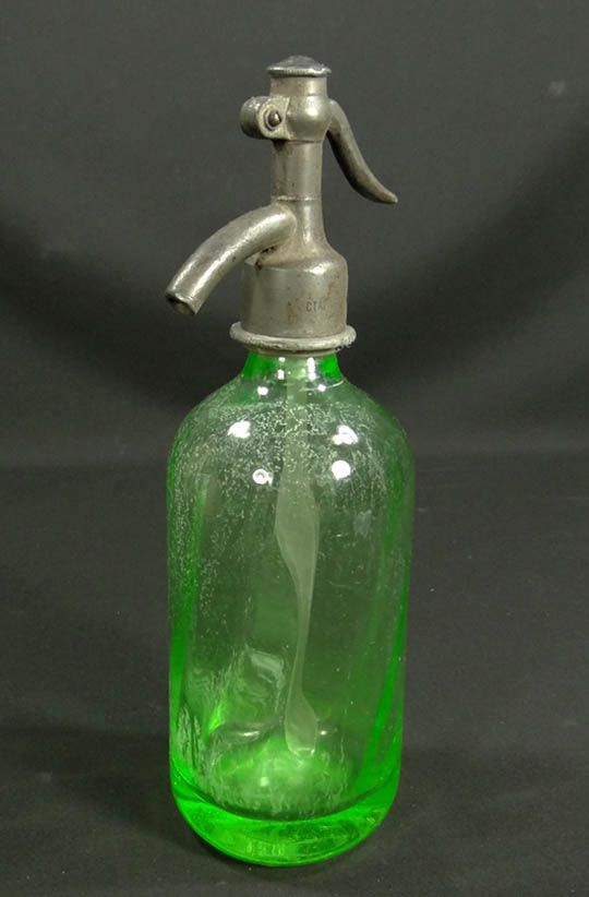   URANIUM VASELINE SWIRL GLASS SODA SYPHON SIPHON SELTZER BOTTLE  