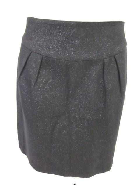 BUILT BY WENDY Black Metallic Pleated A Line Skirt Sz S  