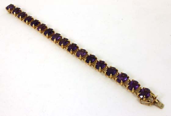 BREATHTAKING 14K GOLD 50 CTS AMETHYST LADIES BRACELET  