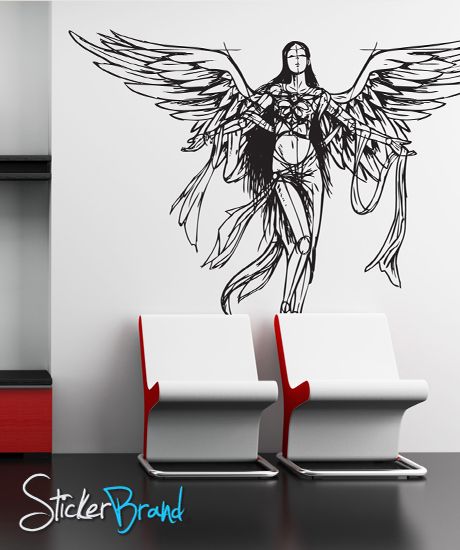 Vinyl Wall Decal Sticker Angel Wings Sketch Drawing Big