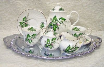 English Bone China Lily of the Valley Tea for Two Tea Set NIB  