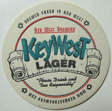 KEY WEST SUNSET ALE, KEY WEST LAGER Beer Coaster, Mat, FLORIDA circa 