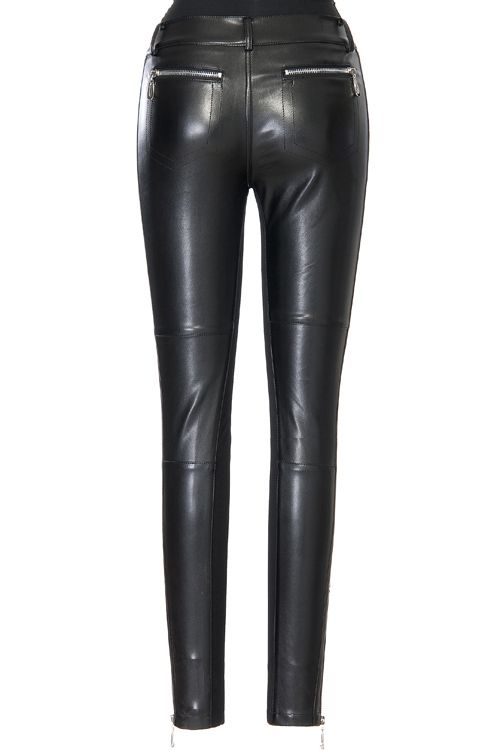 Black Faux Stretch Leather Skinny Pant US Si S^XL w1580  