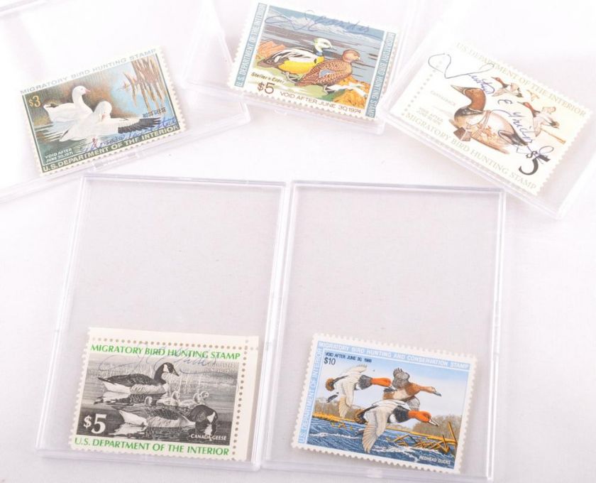 5pc LOT Vintage 1970s Used Migratory Bird Duck Stamps  