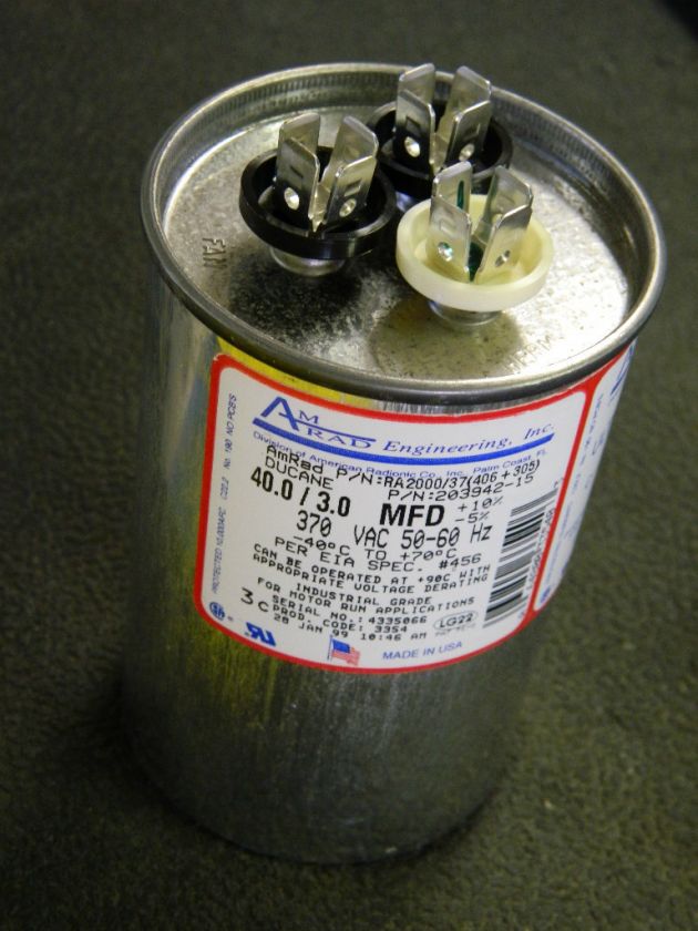 AmRad Capacitor RA2000/37(406+305) 40.0/3.0 MFD 370Vac 203942 15 New 