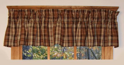 SALE Country Primitive Plaid Homestead Valance Brown  