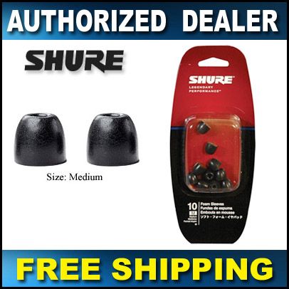 Shure EABKF1 10M Black Foam Sleeves Medium (5 Pair) NEW  