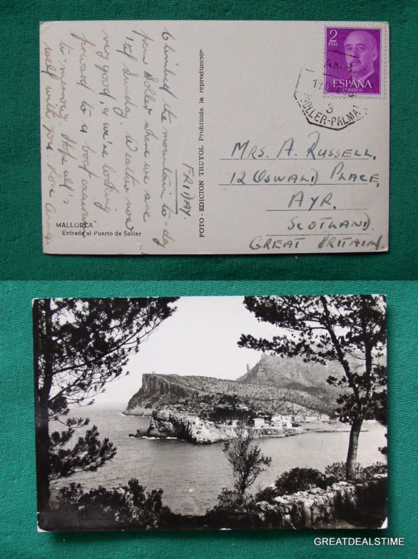 MALLORCA PUERTO DE SOLLER STAMP VTG VINTAGE POSTCARD  