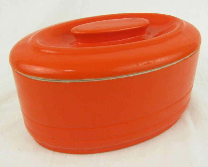   Pottery China Westinghouse Art Deco Red Oval Refrigerator Container