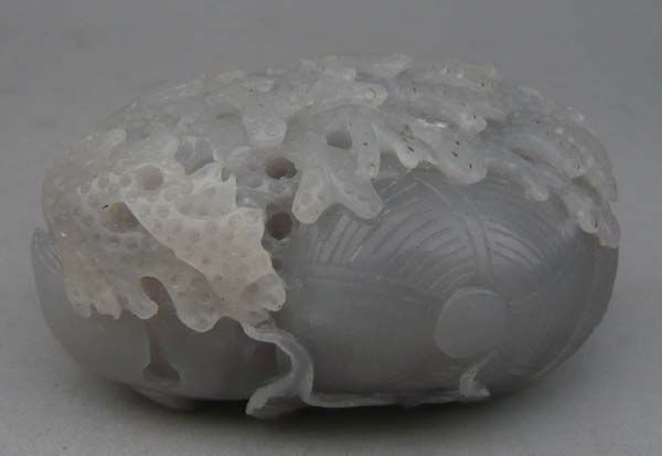 Old Chinese Kunlun Jade Carved Fish Brush Pot  