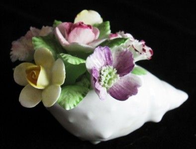 Royal Doulton Flower Figurine, Floral in Conch Shell  