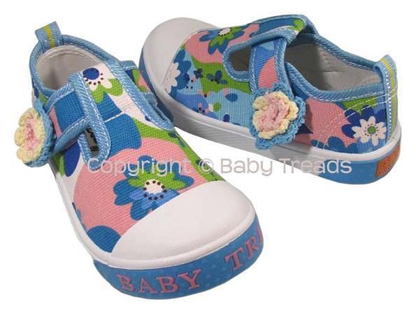   Shoes Blue Floral T Strap Canvas Athletic Scratch & Dent SALE  