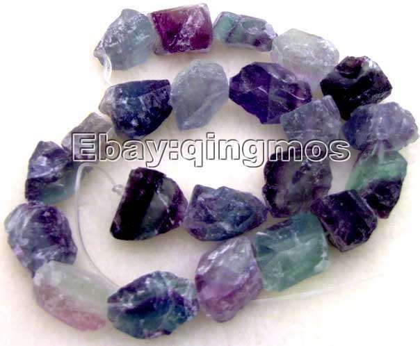 Natural freeform 15 20mm Crude Purple Fluorite strand  