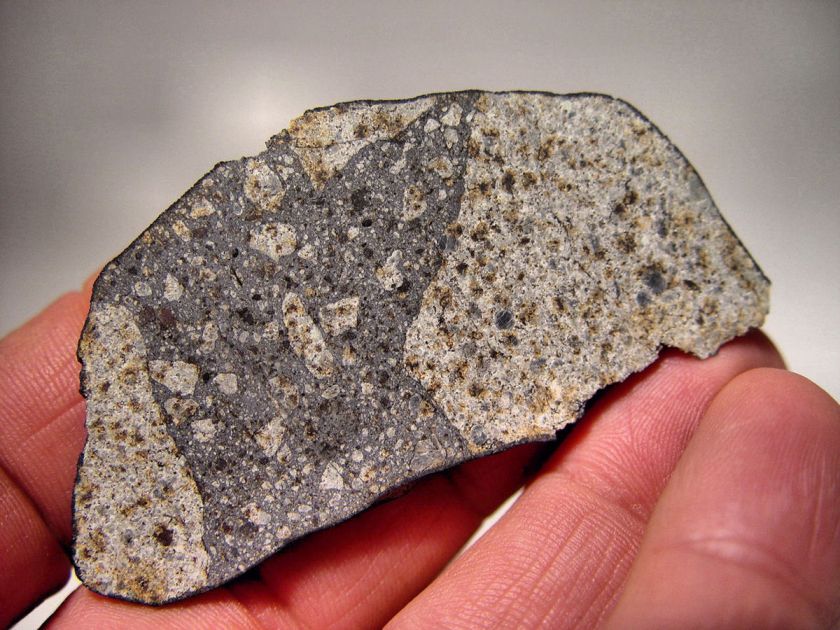 MUSEUM QUALITY CRUSTED FULL SLICE MAGNIFICENT MIFFLIN METEORITE L5 