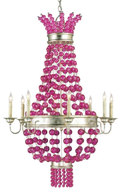 CURREY & CO Maharani Chandelier PINK / SILVER 9466 NEW  