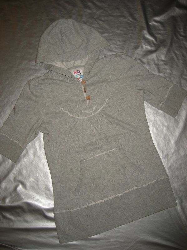 ROXY GRAY HOODIE SWEATSHIRT TOP Size Juniors Large  