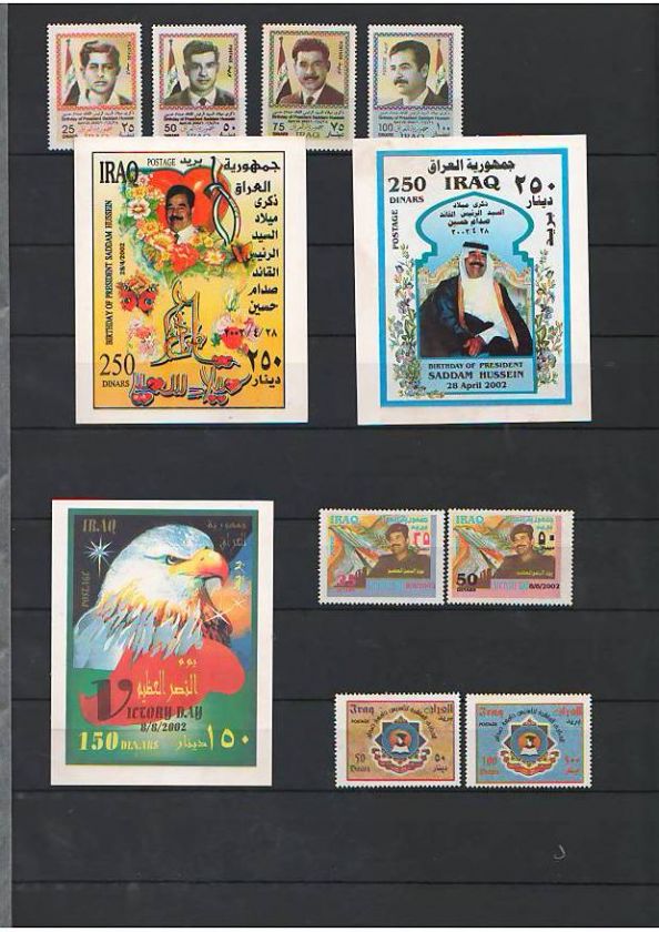 Iraq,a collection of all the stamps ever issued carrying Saddams 