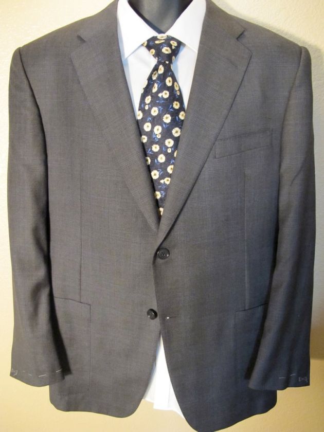 NEW HICKEY FREEMAN GRAY WINDOWPANE SUIT 46 R $1795  